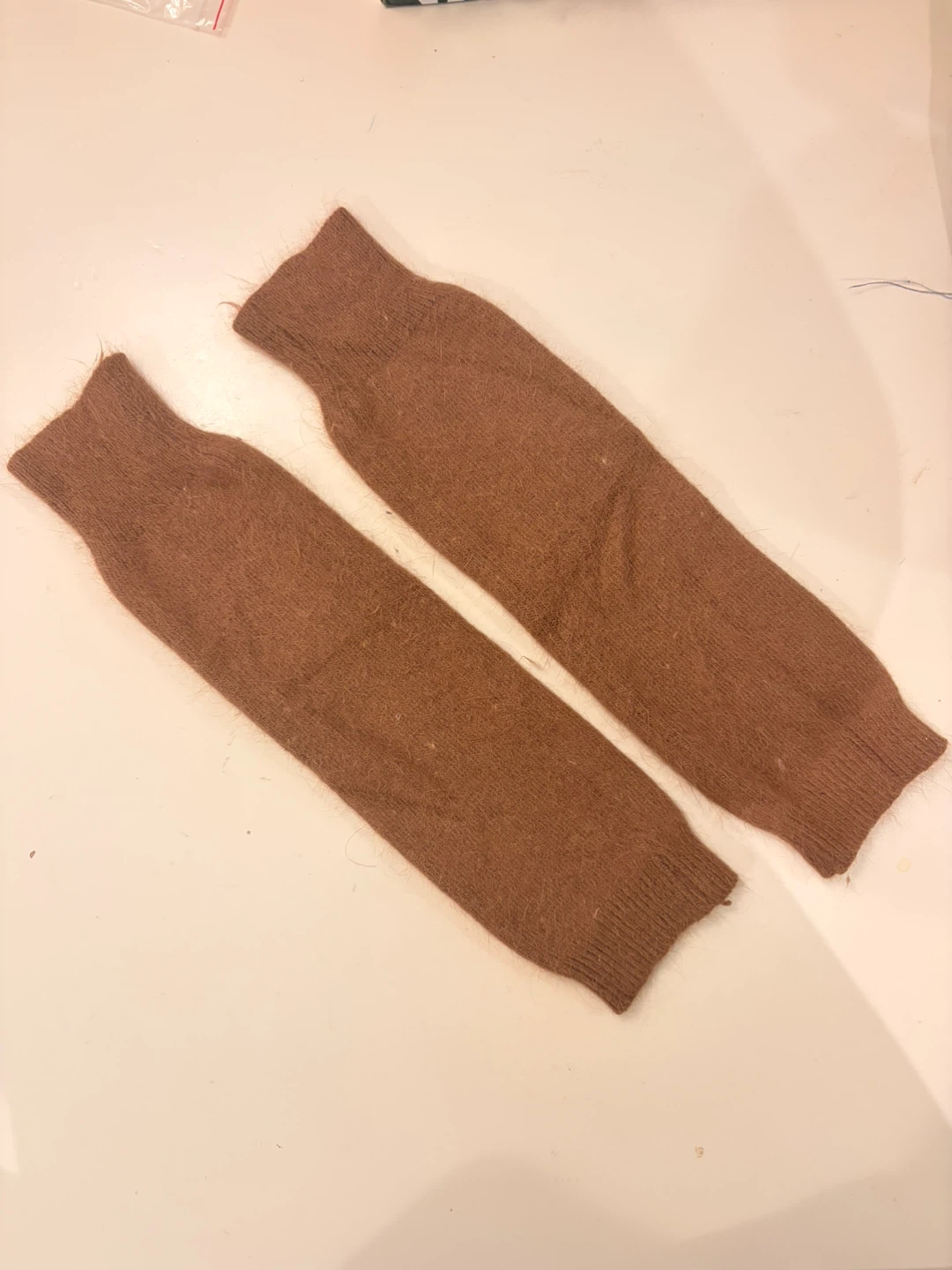 Brown Fuzzy Puff Sleeve Knit Top with Matching Arm Sleeves - photo 3