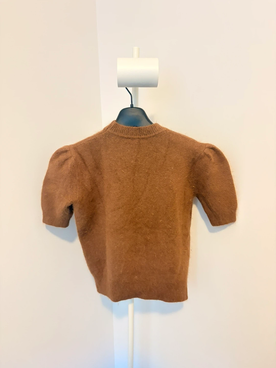 Brown Fuzzy Puff Sleeve Knit Top with Matching Arm Sleeves - photo 2