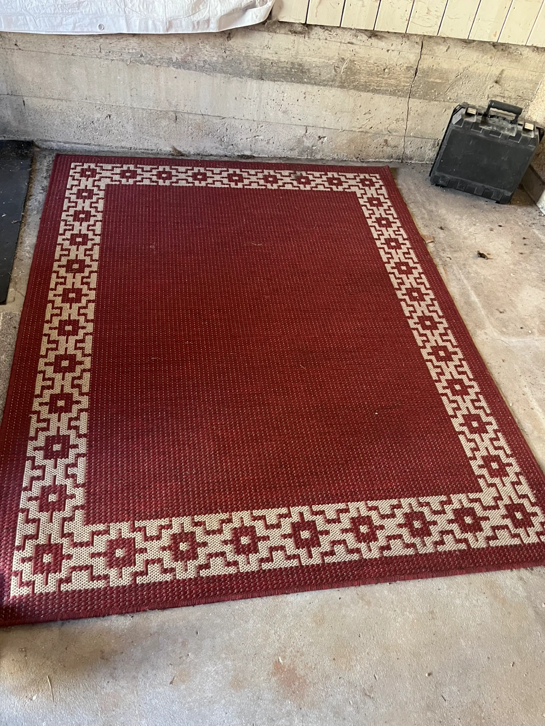 Brick Red/Beige Pattern Outdoor Area Rug