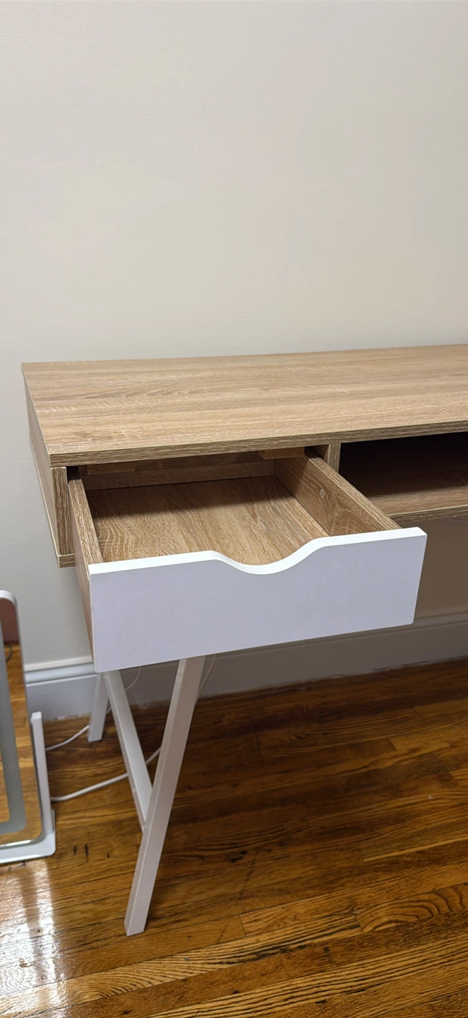 Modern Wood and White Desk with Two Drawers - photo 2
