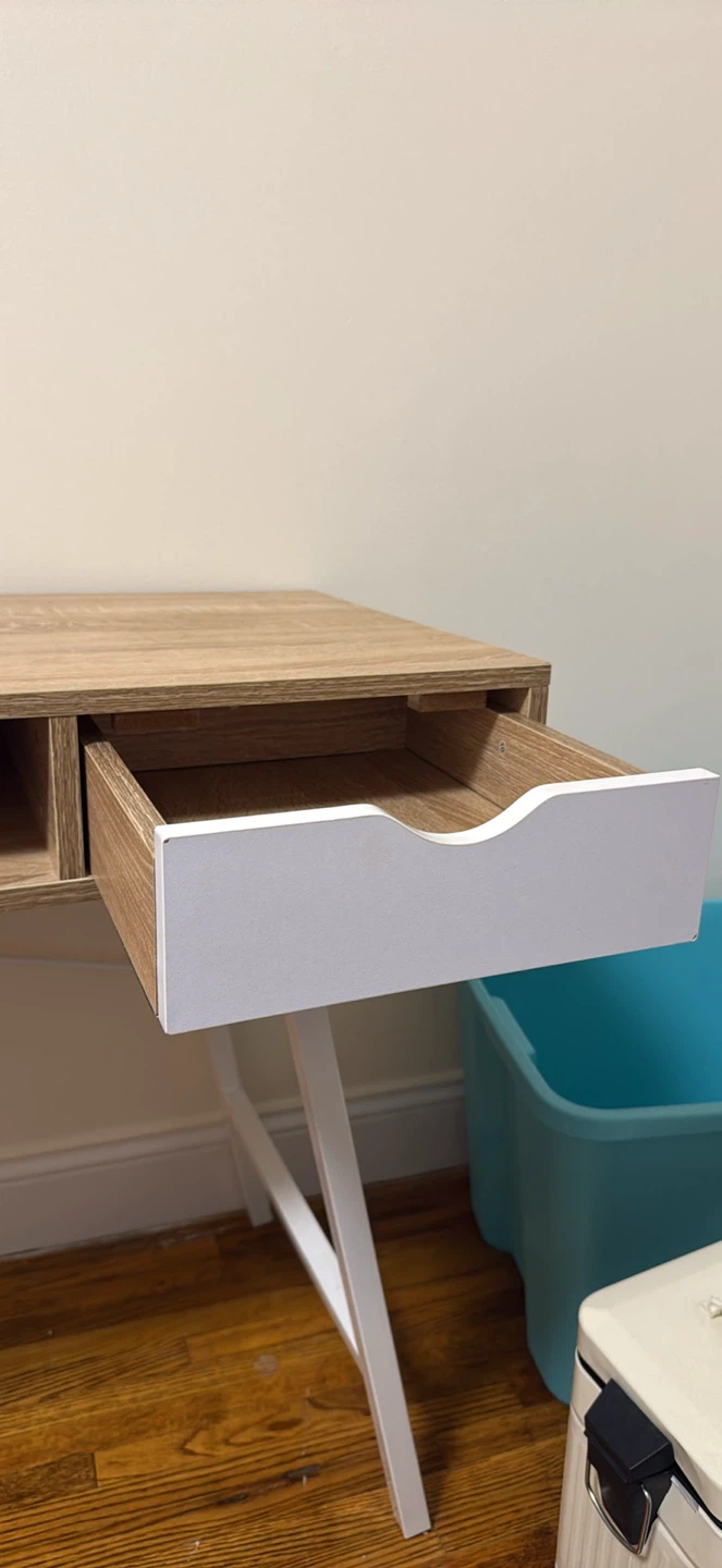 Modern Wood and White Desk with Two Drawers - photo 3