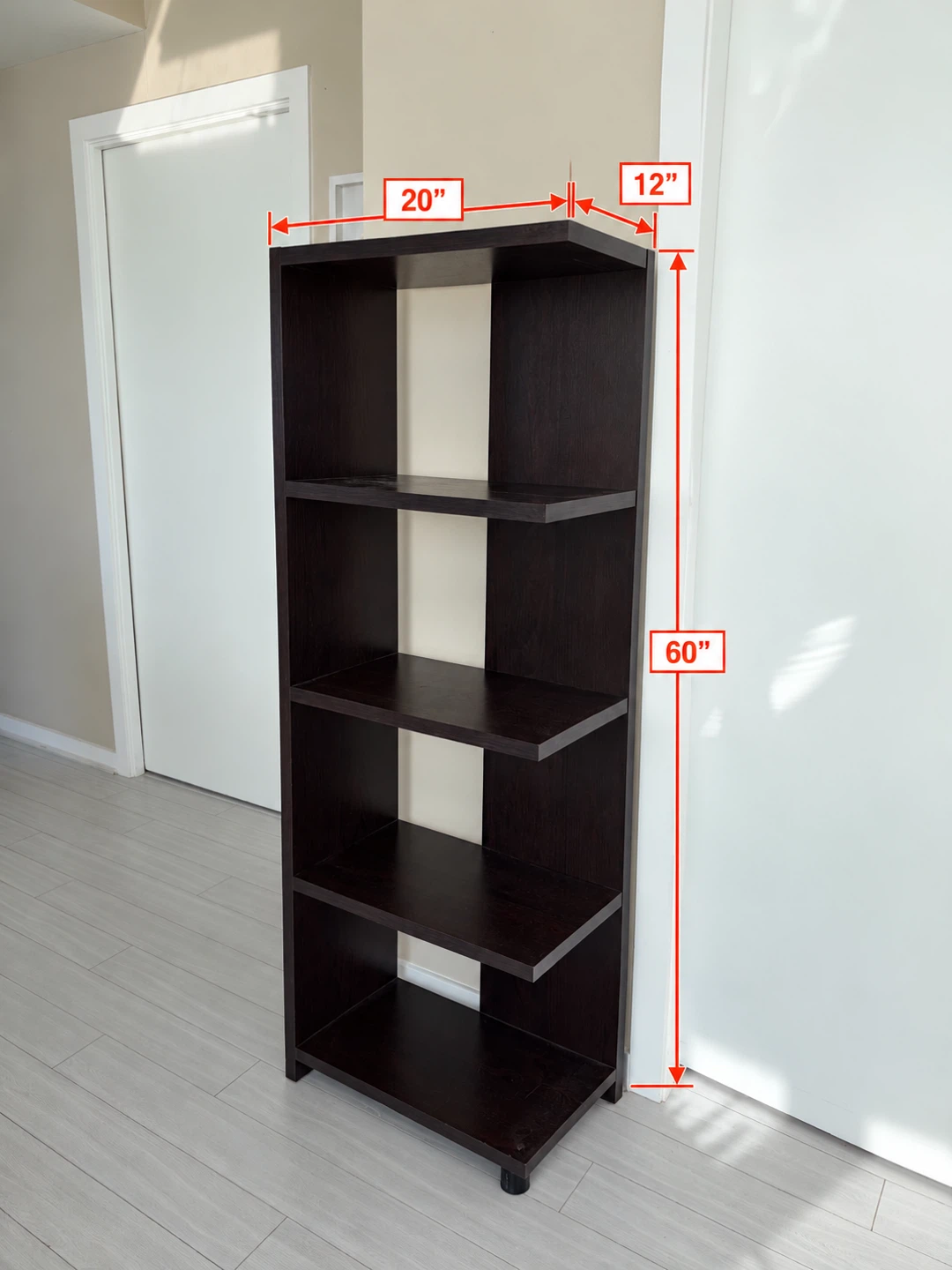 Dark Brown 5-Tier Bookshelf - photo 2