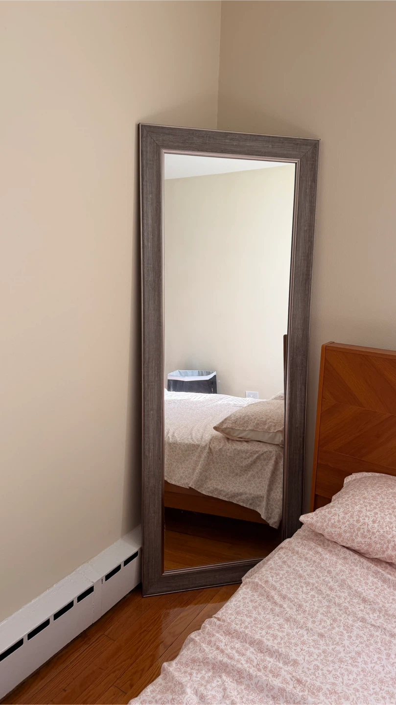 Full Length Floor Mirror with Wood Grain Frame