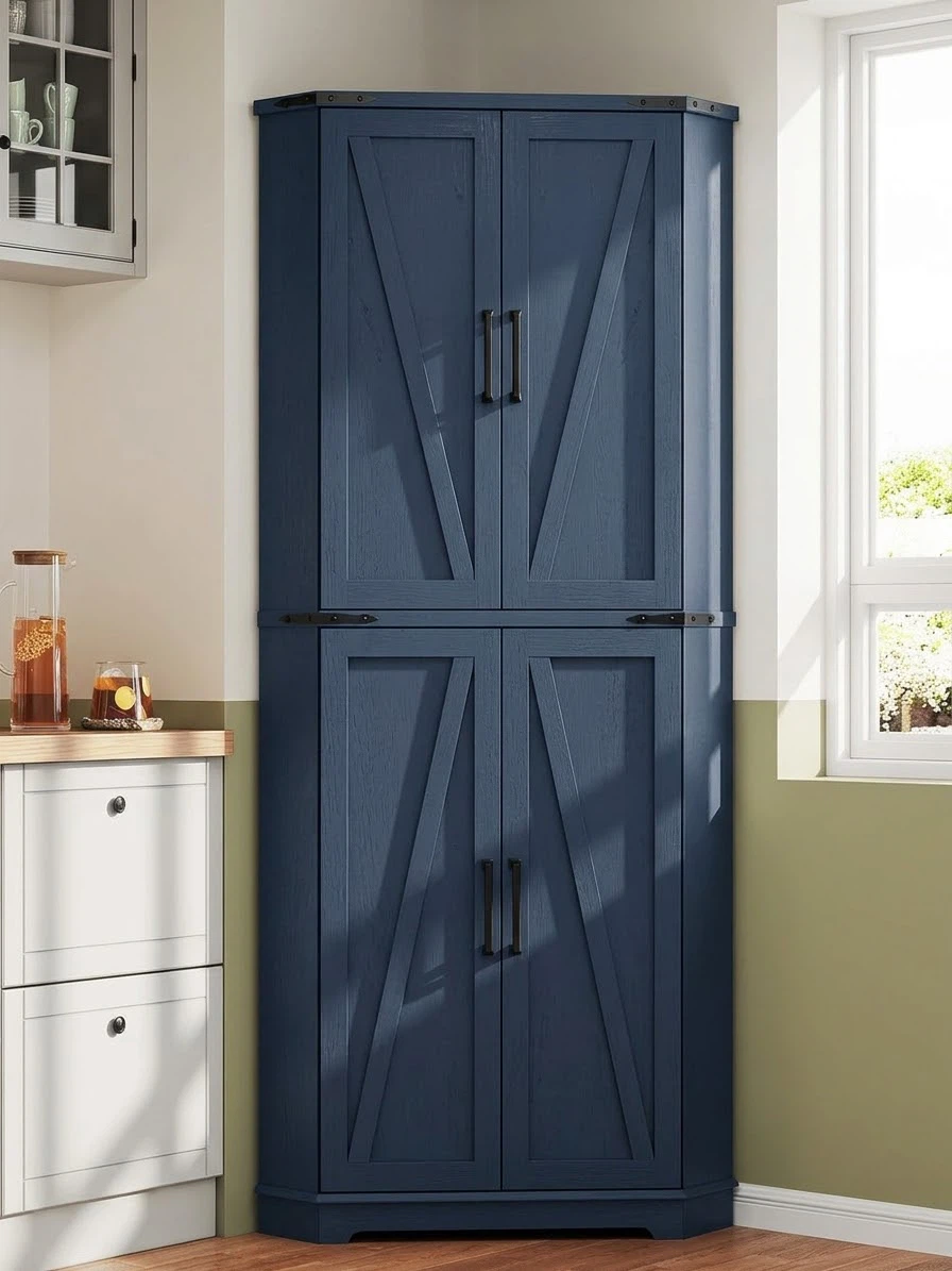 Blue Corner Storage Cabinet