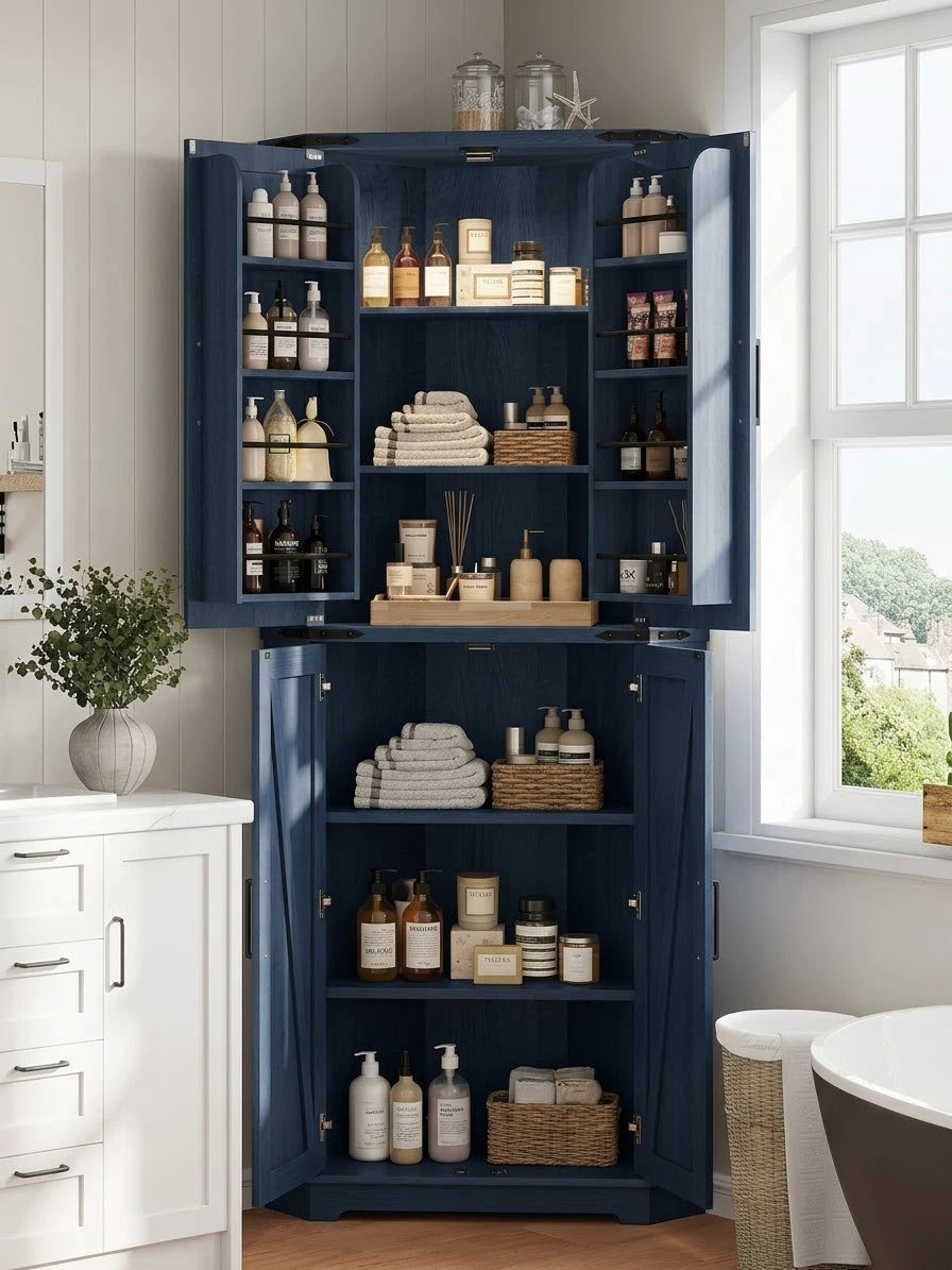 Blue Corner Storage Cabinet - photo 2