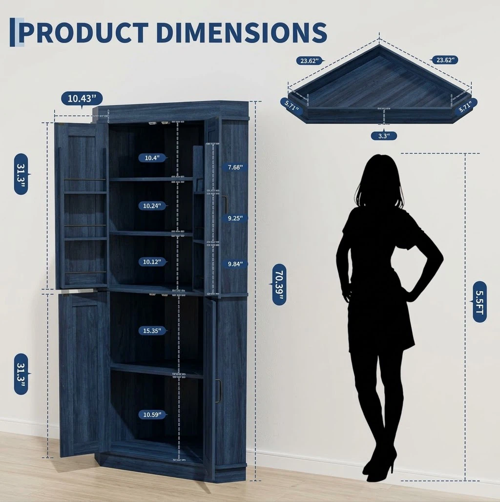 Blue Corner Storage Cabinet - photo 3