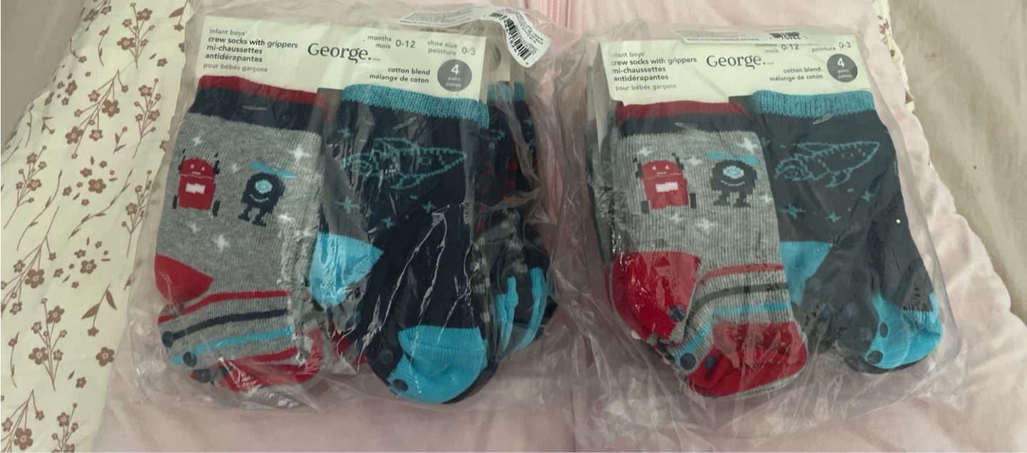 George Infant Boys Crew Socks 8 Pairs