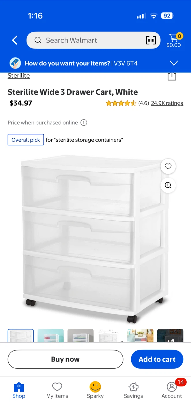 Sterilite 3-Drawer Wide Cart - photo 2