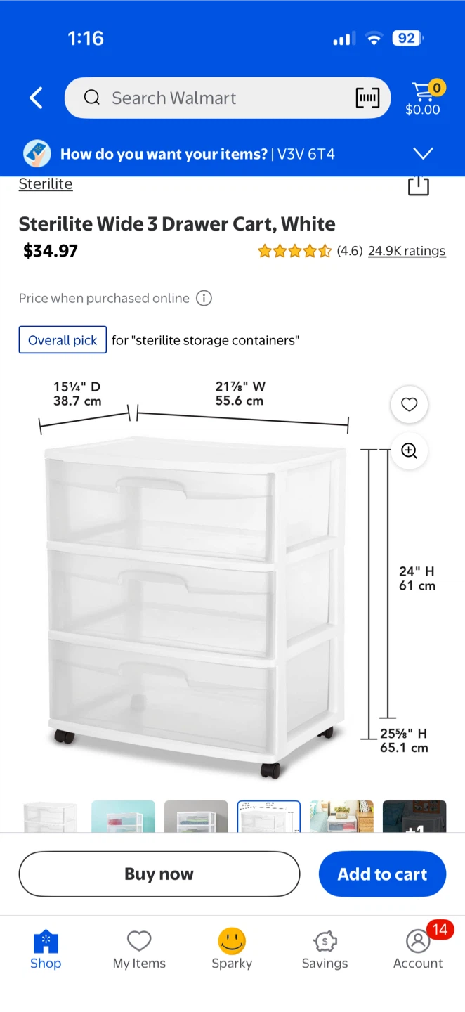 Sterilite 3-Drawer Wide Cart - photo 3