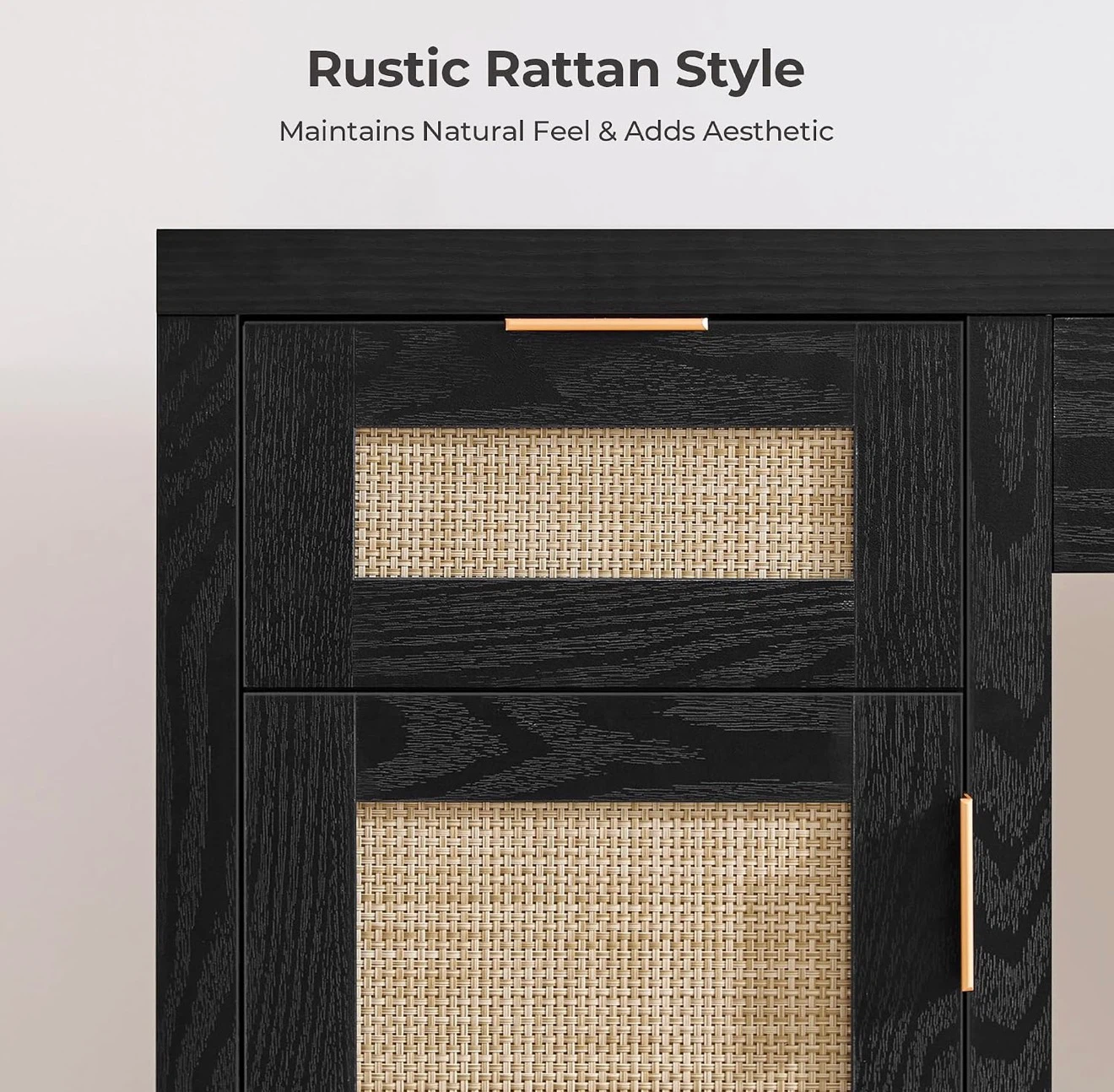 SICOTAS Black Rattan Vanity Desk(office/makeup) - photo 3