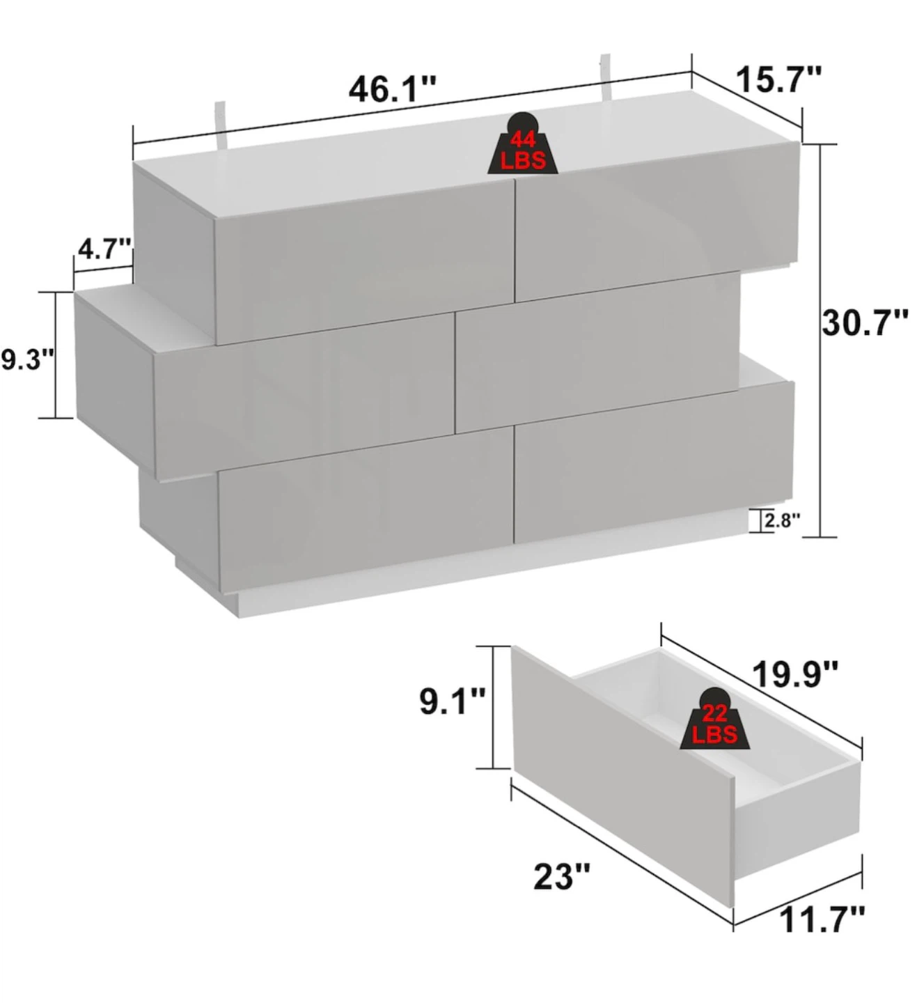 Modern White 6-Drawer Dresser - photo 4