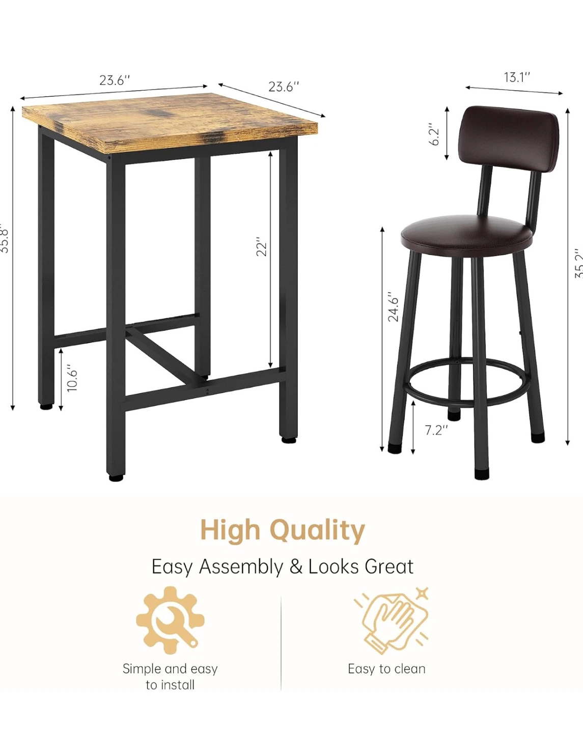 3-Piece Kitchen Bistro Table Set - photo 2