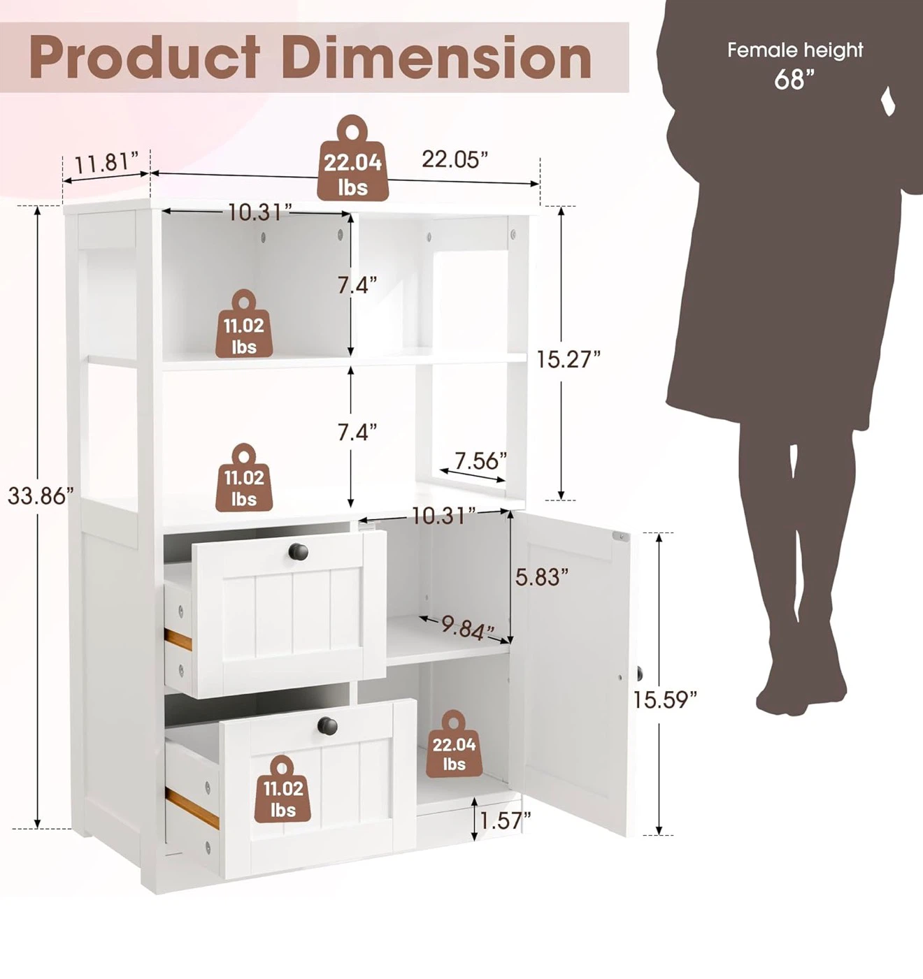 White Bathroom Floor Storage Cabinet - photo 2