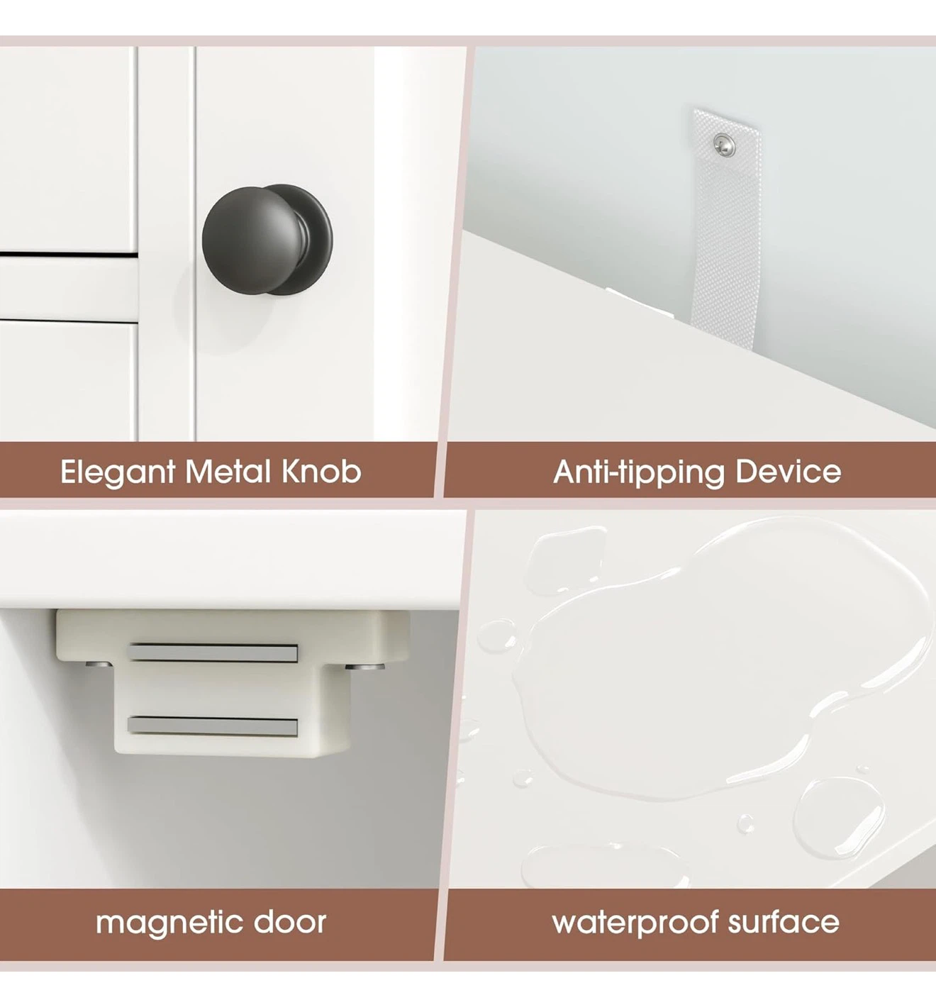 White Bathroom Floor Storage Cabinet - photo 3