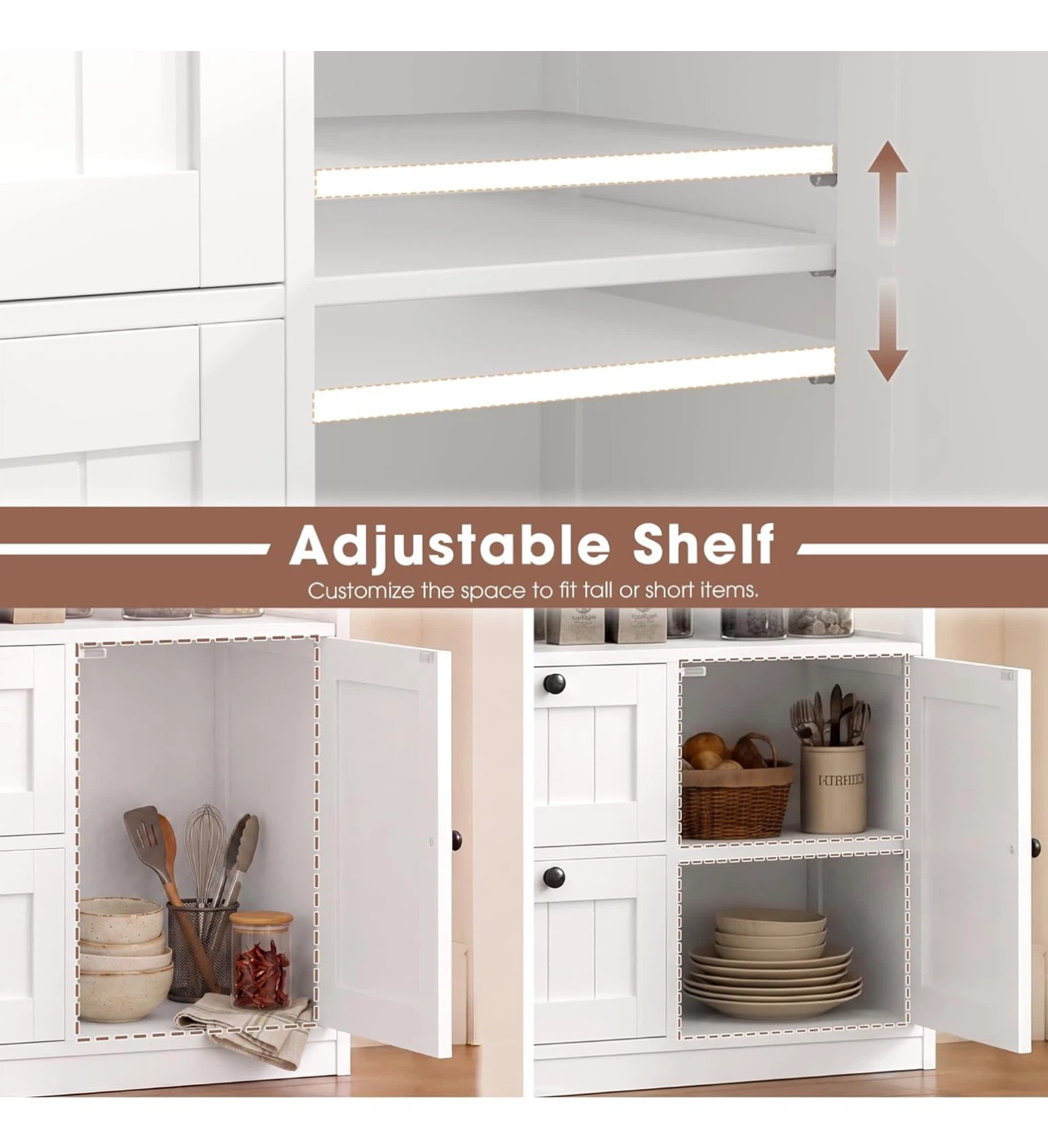 White Bathroom Floor Storage Cabinet - photo 4