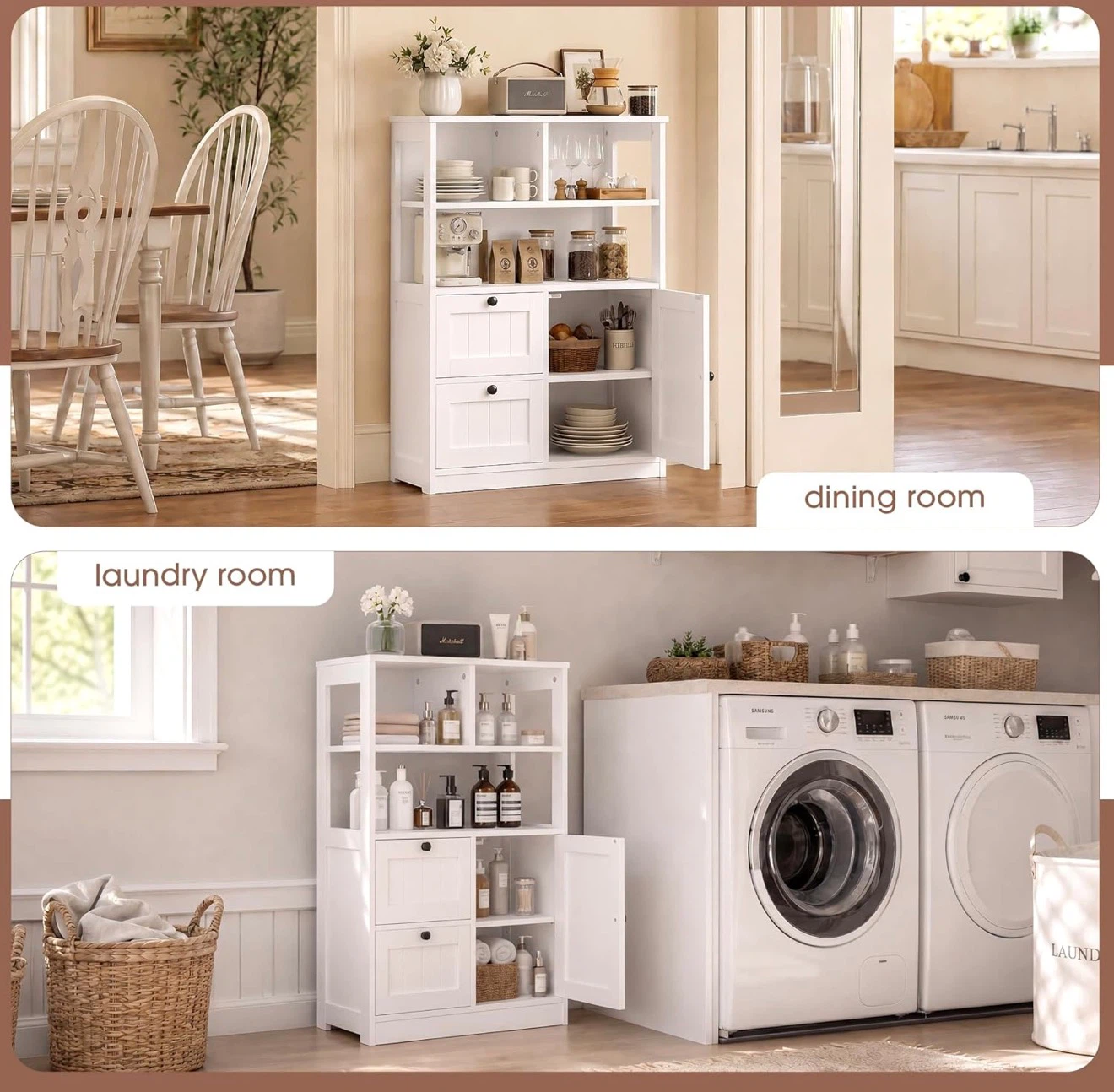 White Bathroom Floor Storage Cabinet - photo 5