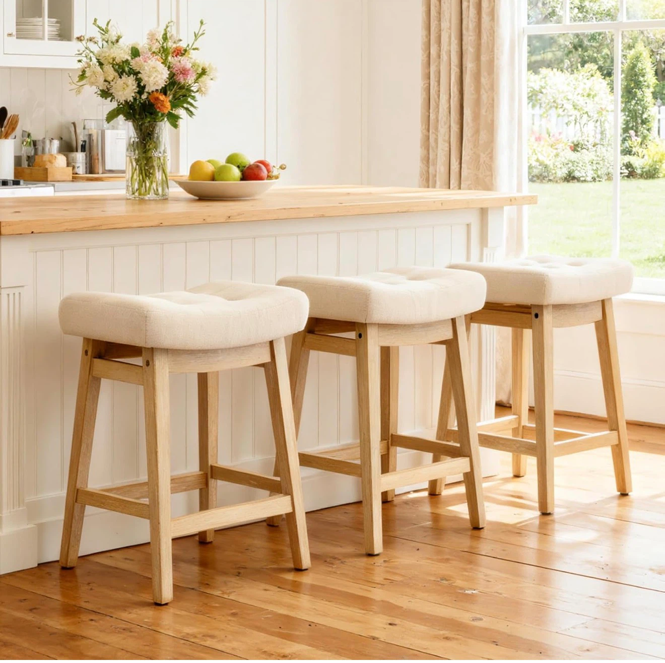 Set of 3 Solid Wood Bar Stools - photo 3