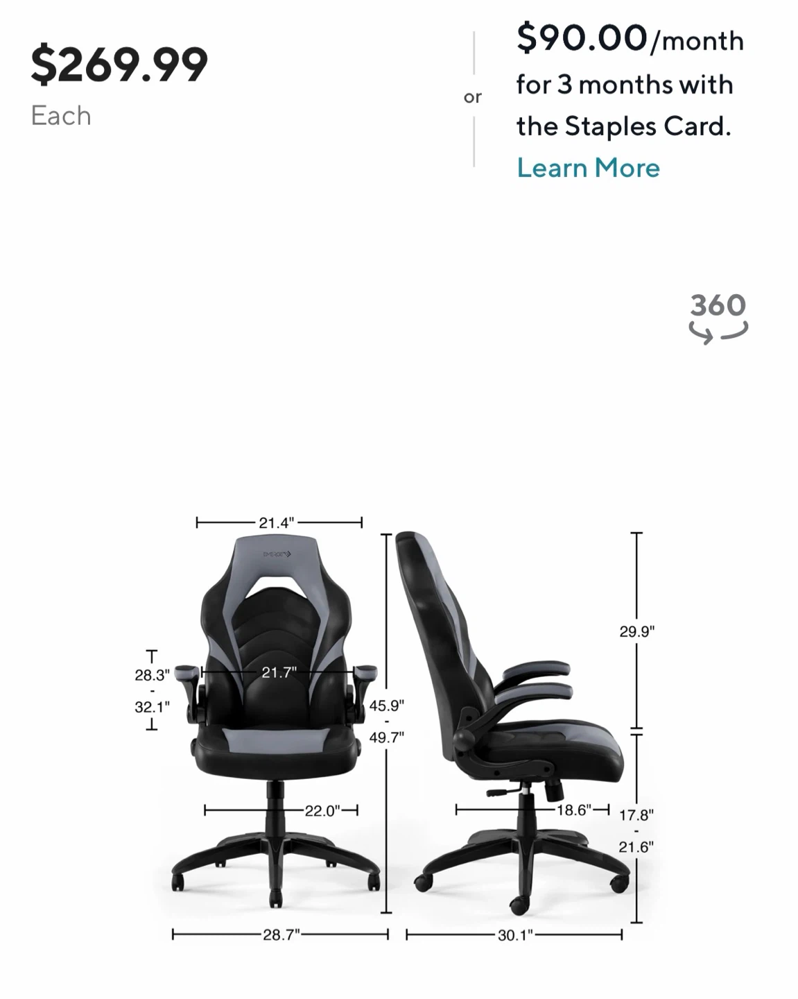 Leather Gaming Chair Emerge Vortex Bonded - photo 3
