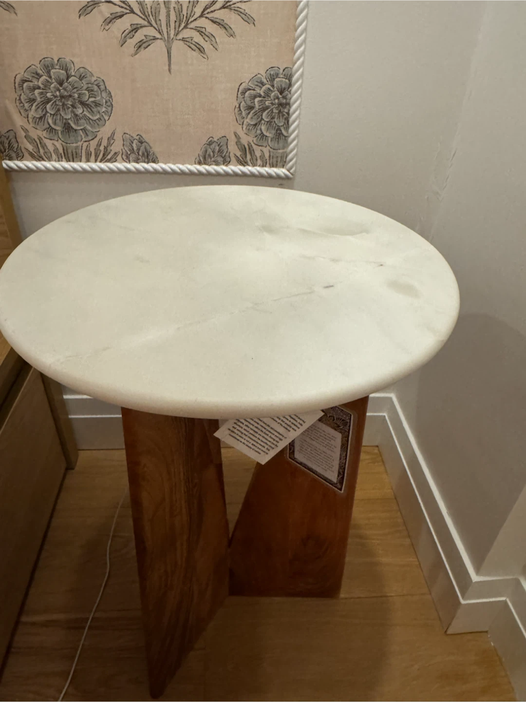 Natural Marble Top Side Table/bedside table set of 2 - photo 2
