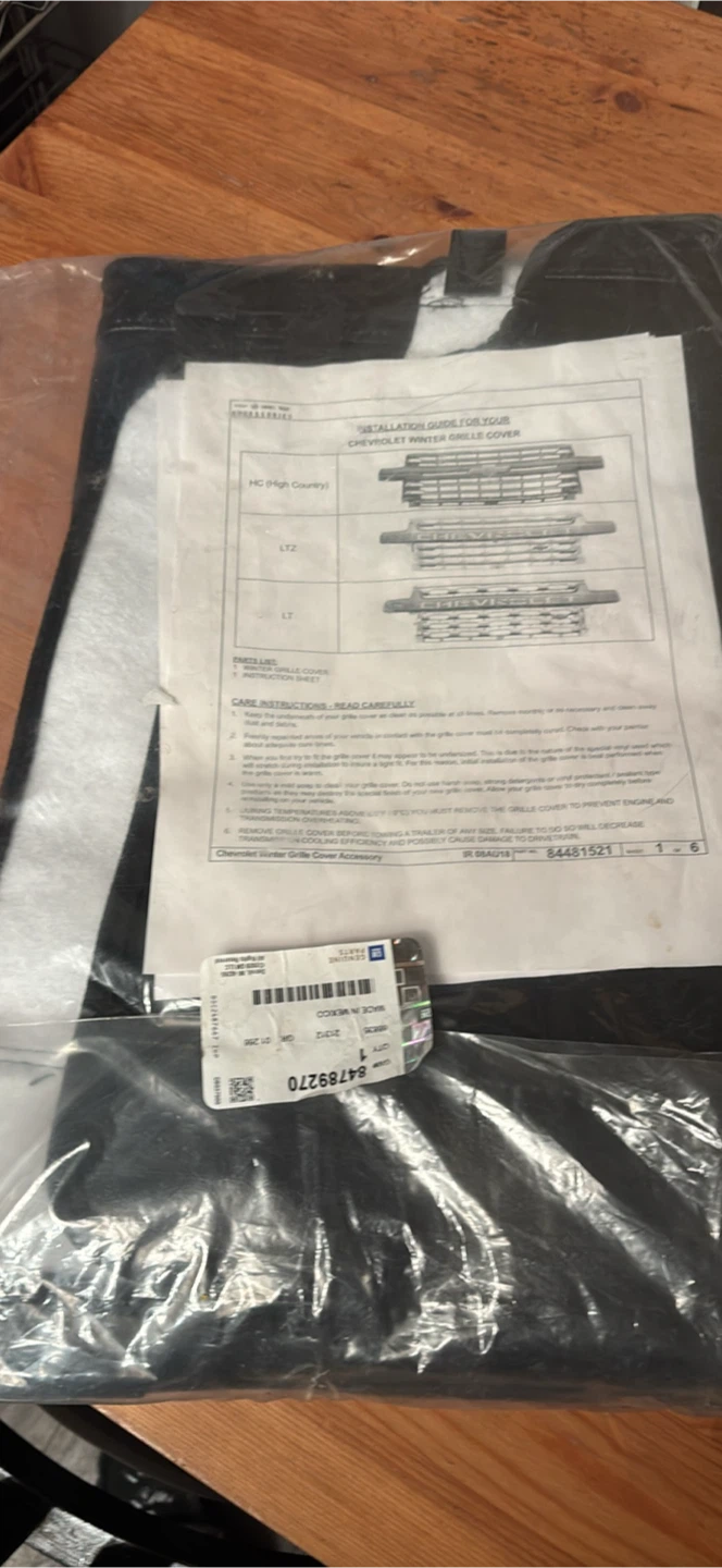 Chevrolet Winter Grille Cover 84789270