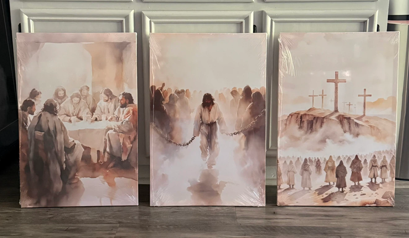 3-Piece Neutral Jesus Canvas Wall Art Set