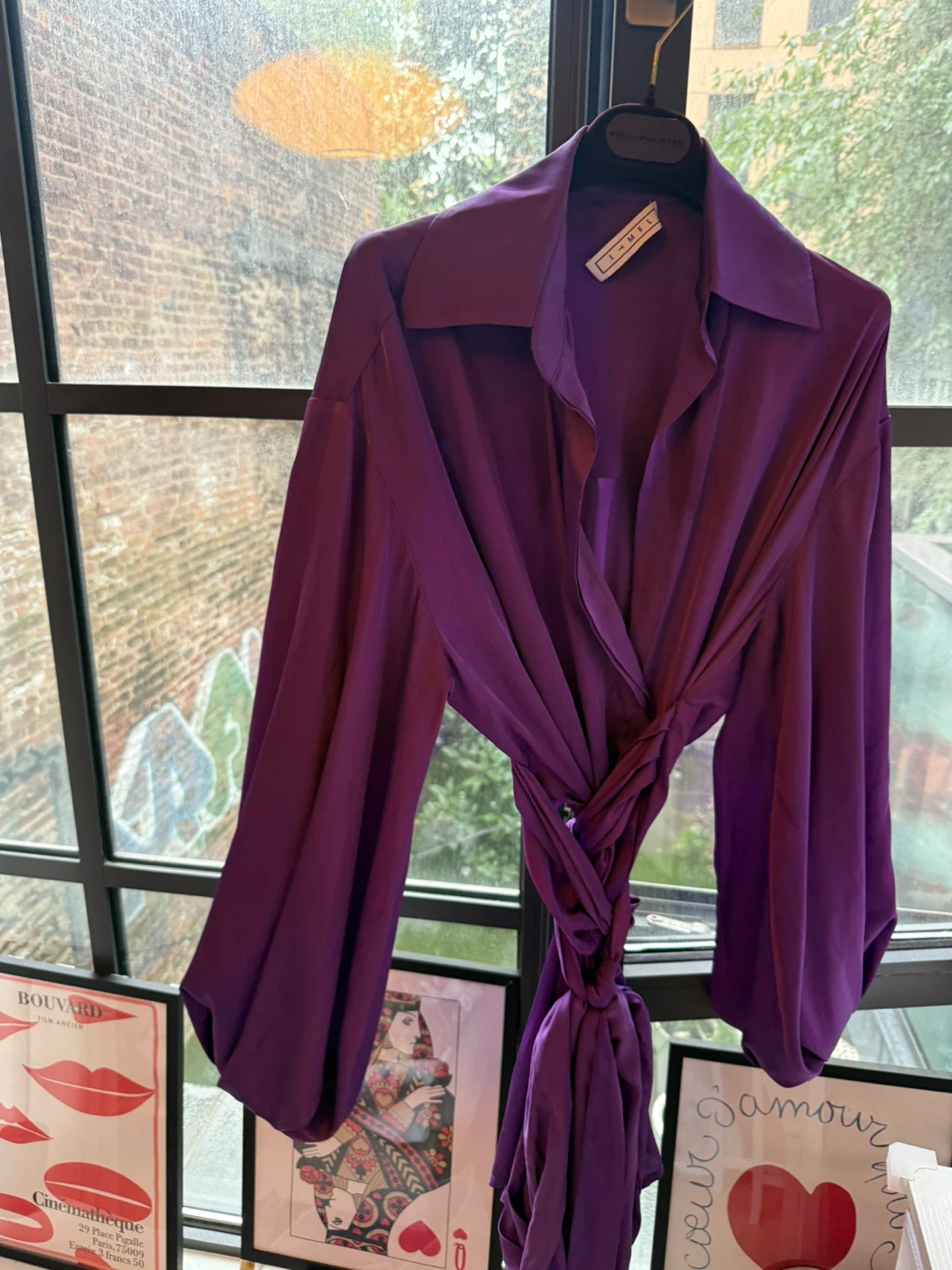 Purple Satin Wrap dress