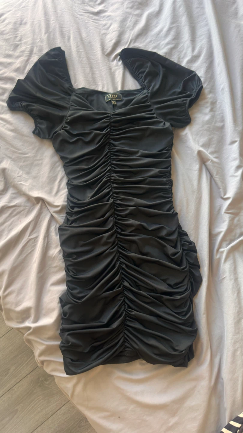 Lipsy Black Ruched Dress US 8 - worn once (less than half price) - photo 3