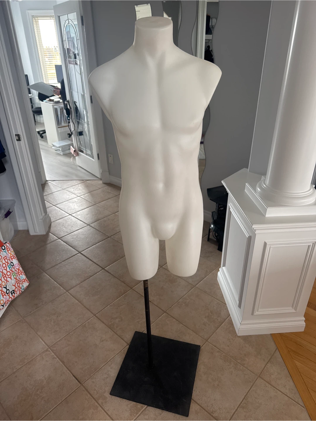 White Male Torso Mannequin with Stand