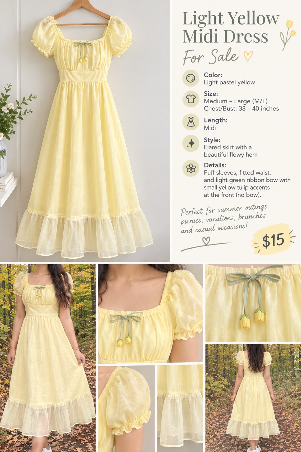 Light Yellow Midi Dress