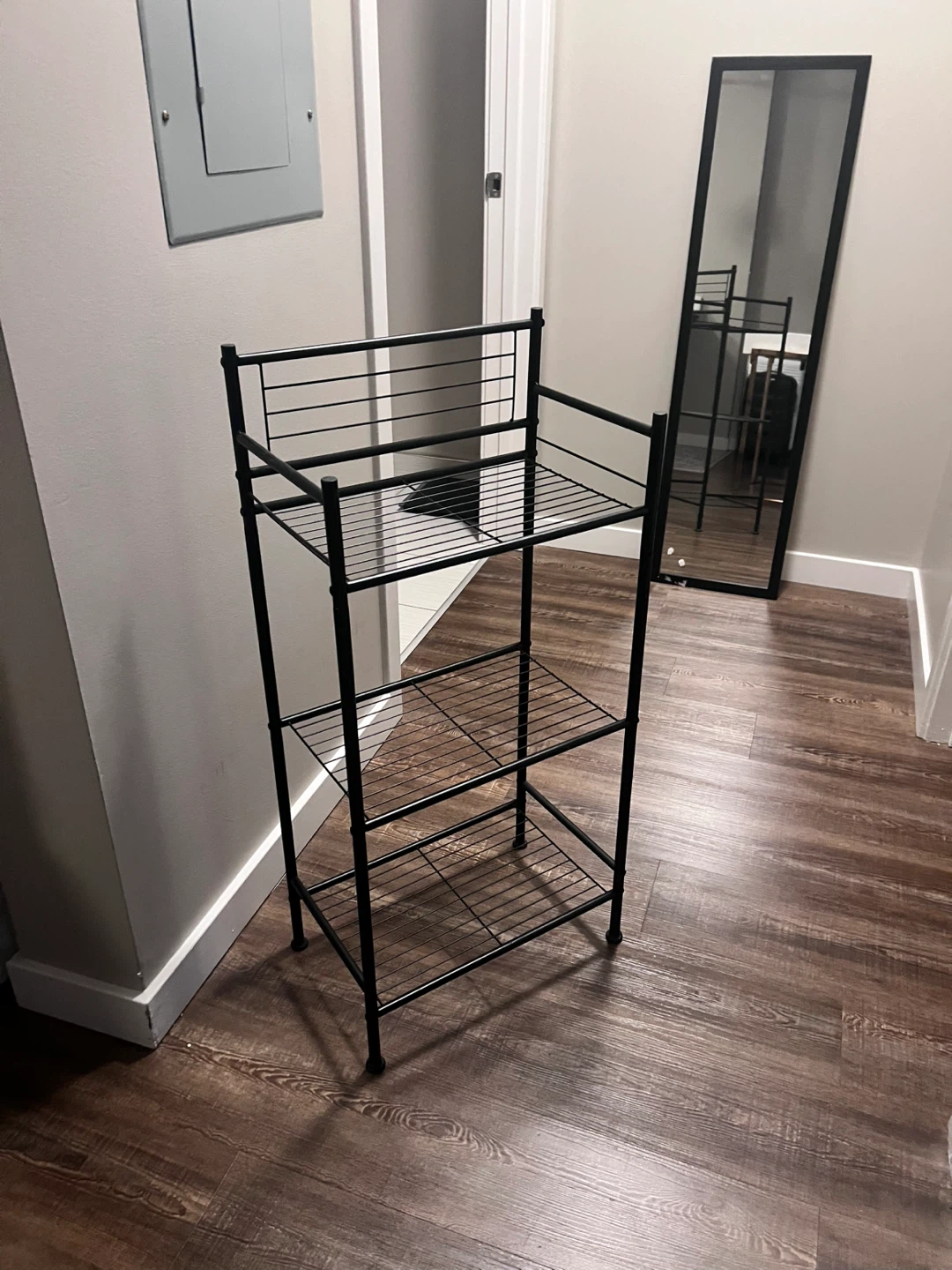 Black Metal Three-Tier Storage Shelf