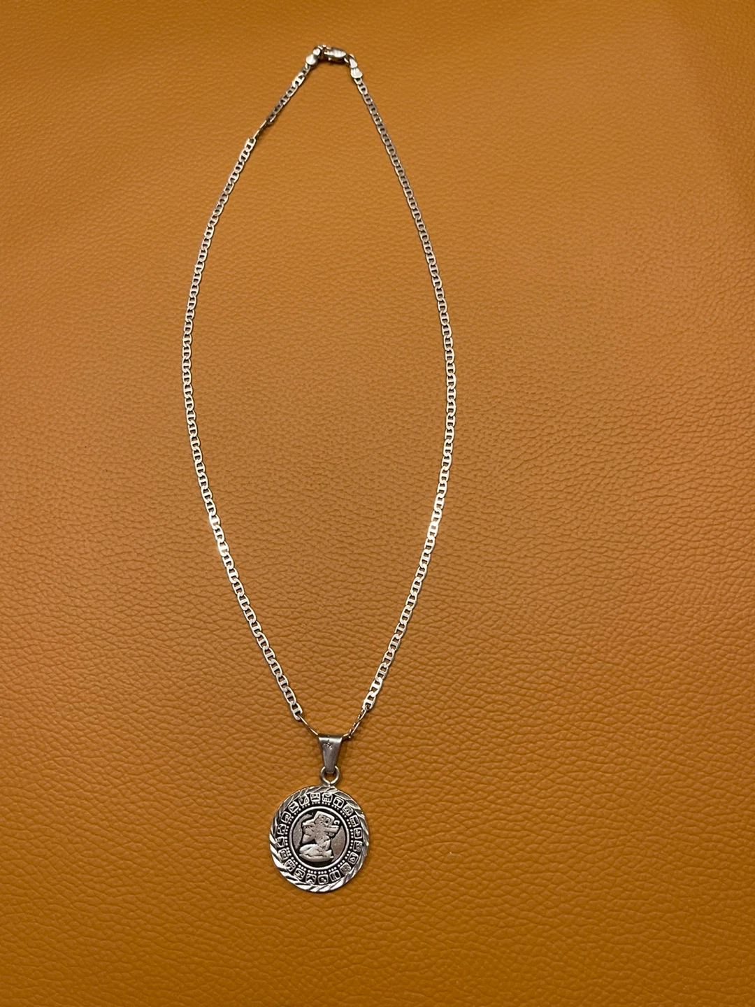 Aztec Calendar Silver Pendant Necklace