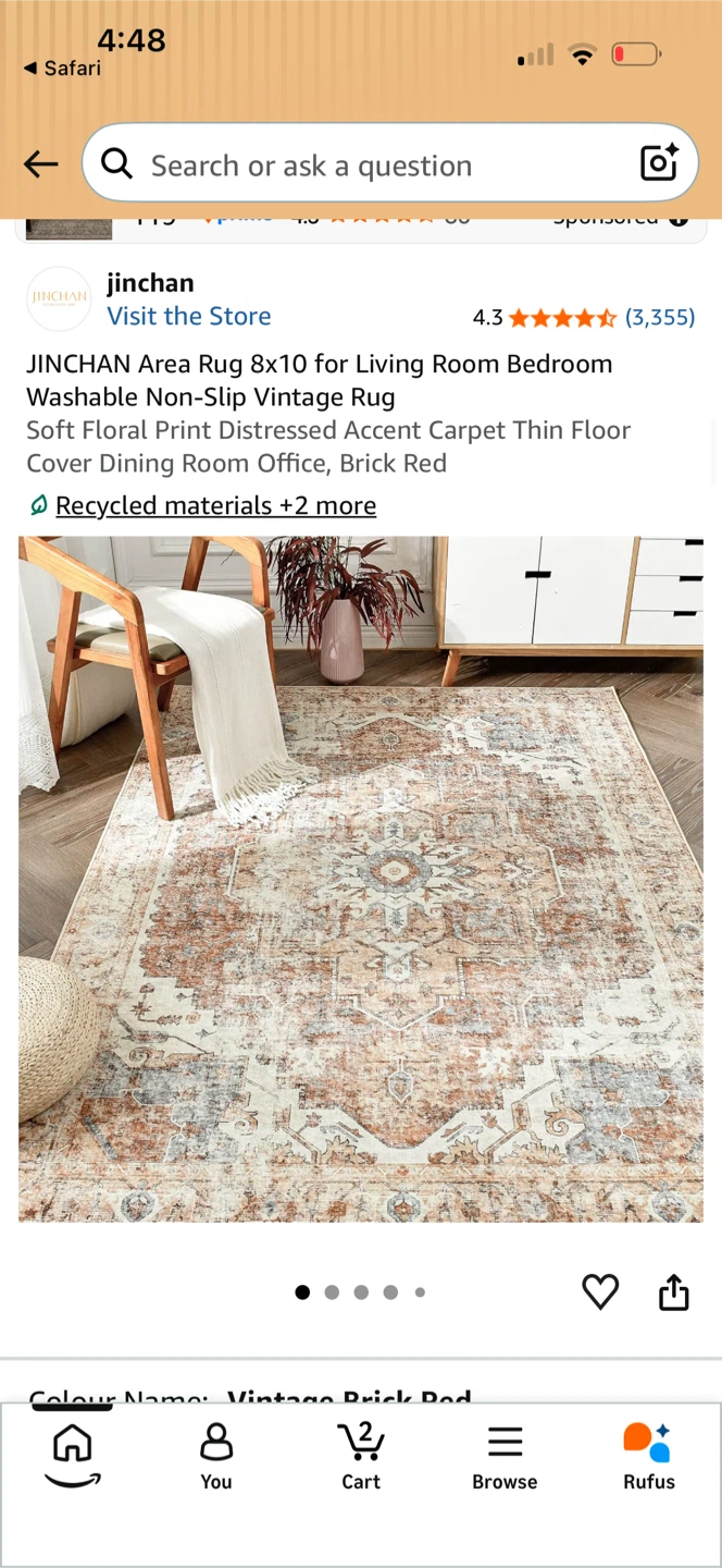 8’x10’ area rug - rust colour