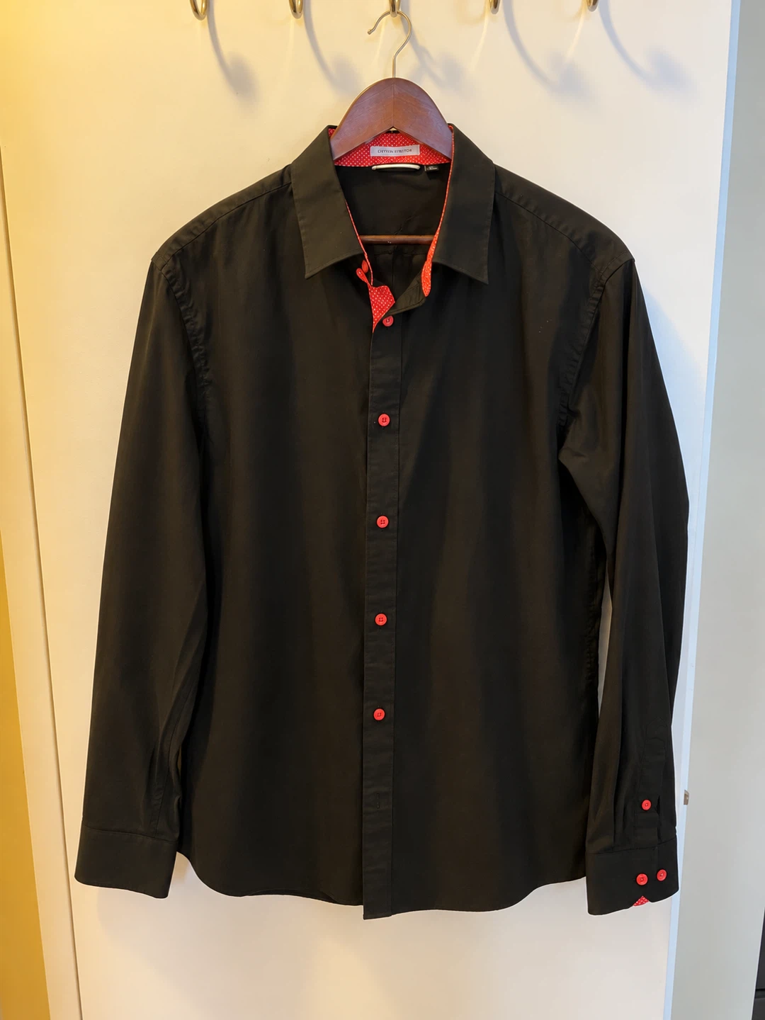 Black Long Sleeve Shirt with Red Details