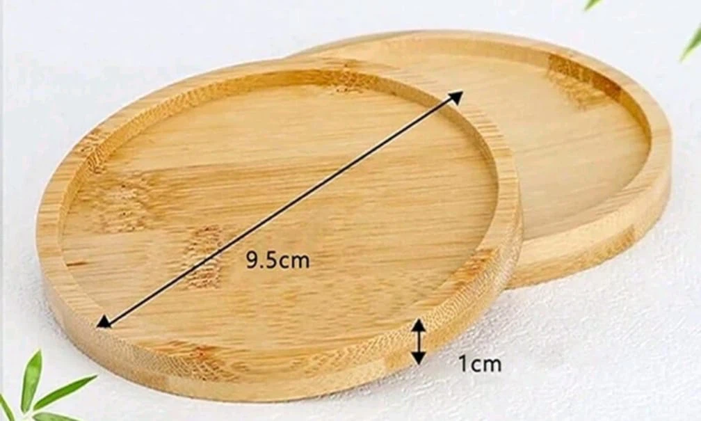 Set of 6 Round Bamboo Coasters with Metal Stand - photo 4