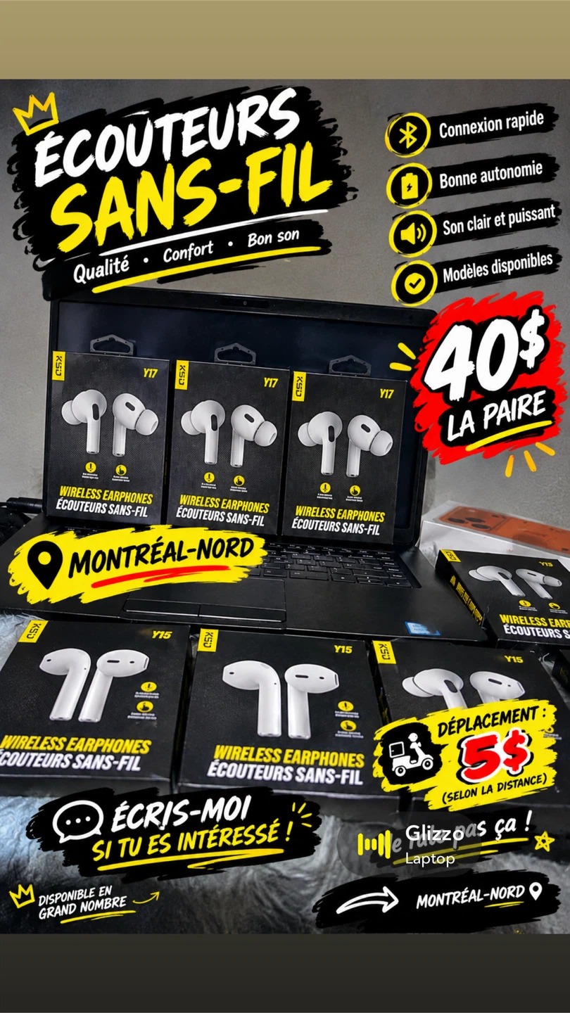 Écouteurs sans-fil KSD Y17 ou Y15