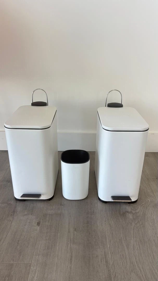 Set of Two Pedal Bins and Small Wastebasket
