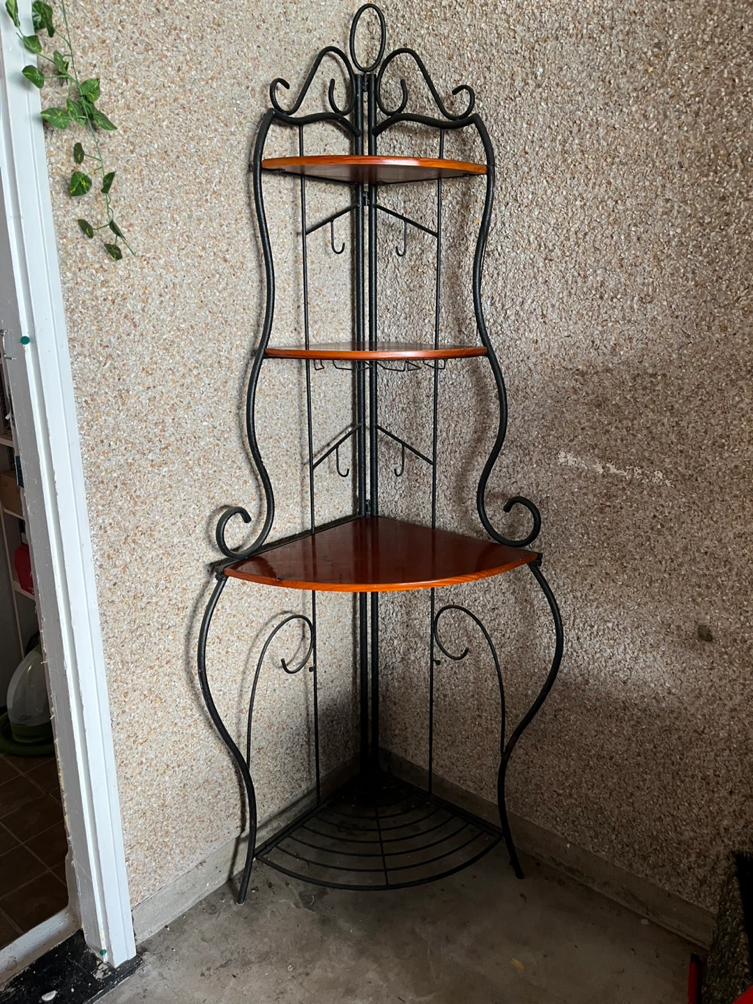 Metal and Wood Corner Shelf