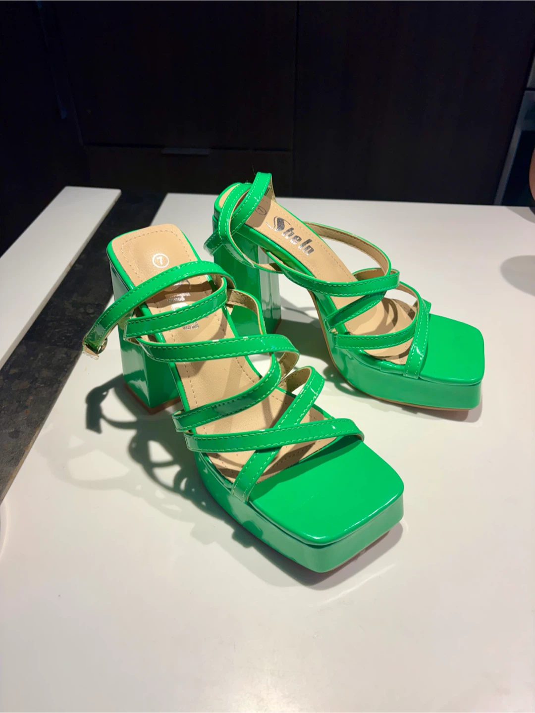 Shein Green Platform Block Heelssize 7 new