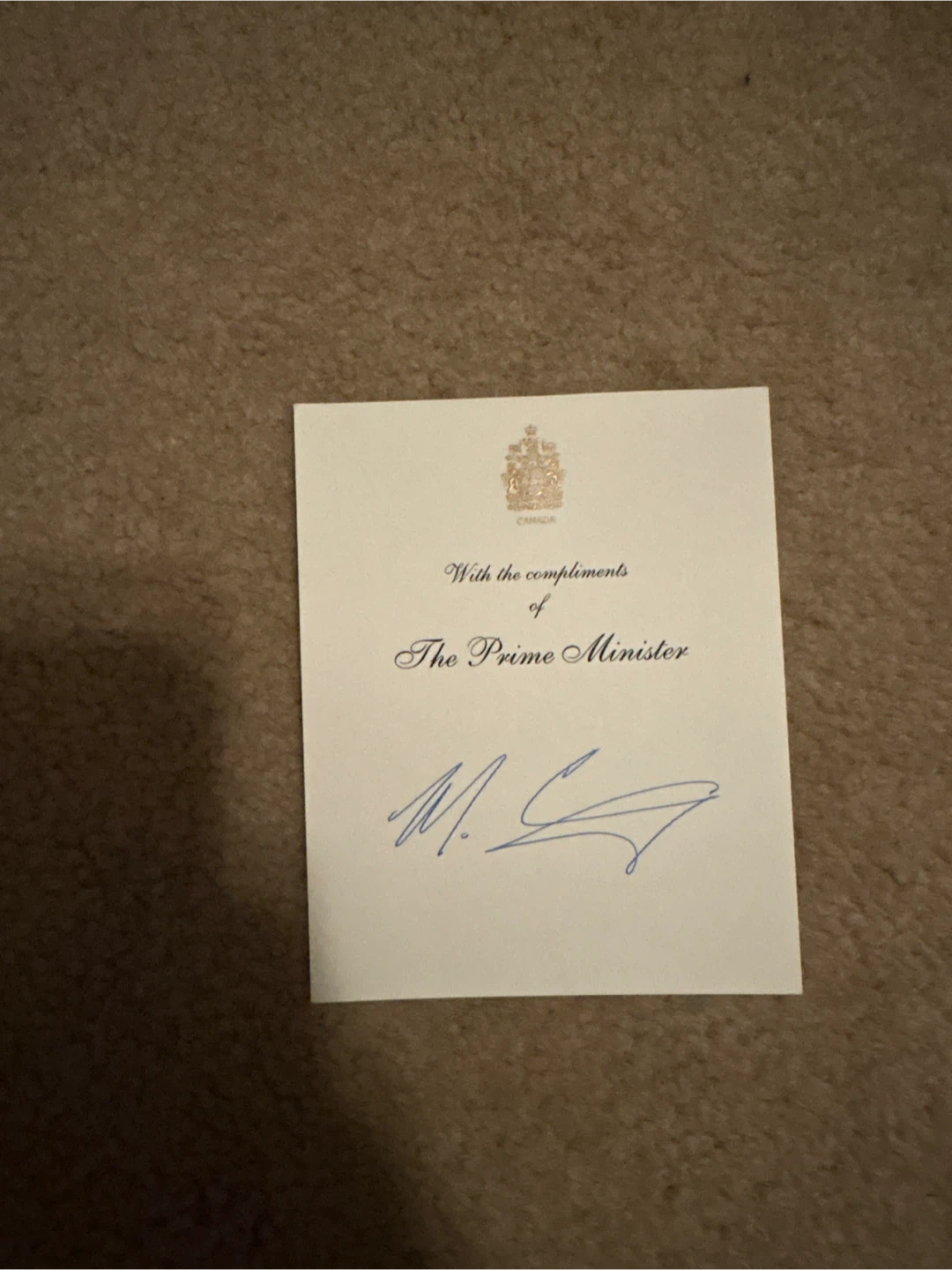 Signed Prime Minister Compliments Card - photo 2