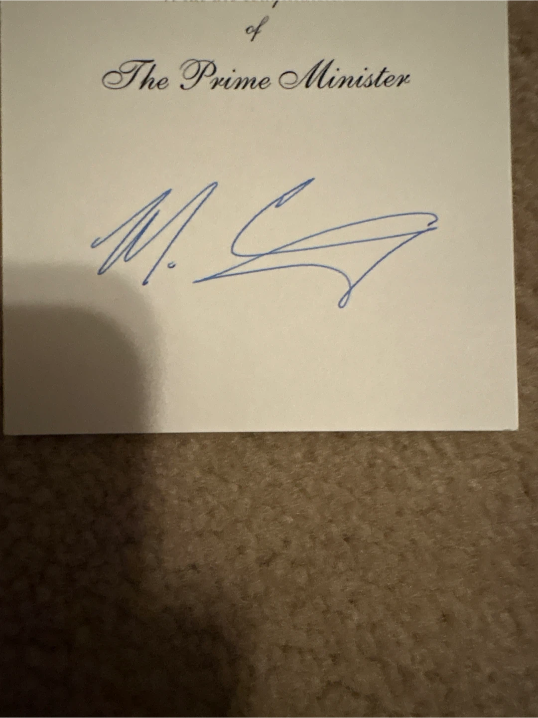 Signed Prime Minister Compliments Card - photo 5