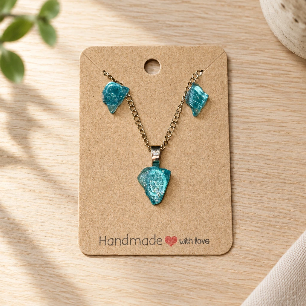 🌊Sea Glass Earring & Necklace Set
