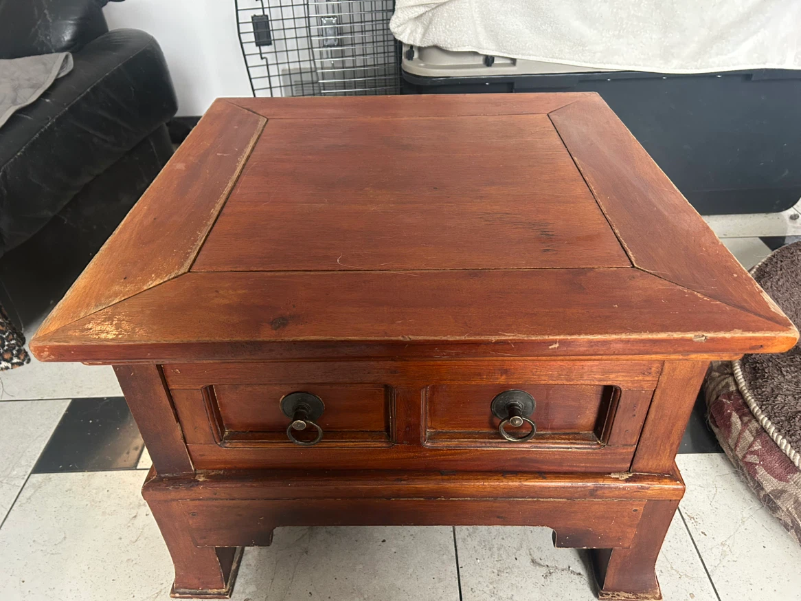 Solid Wood Side Table with Drawers