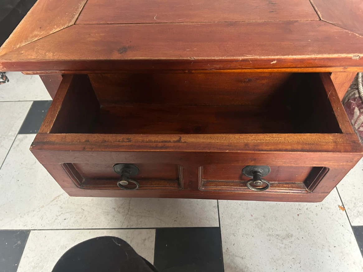 Solid Wood Side Table with Drawers - photo 2