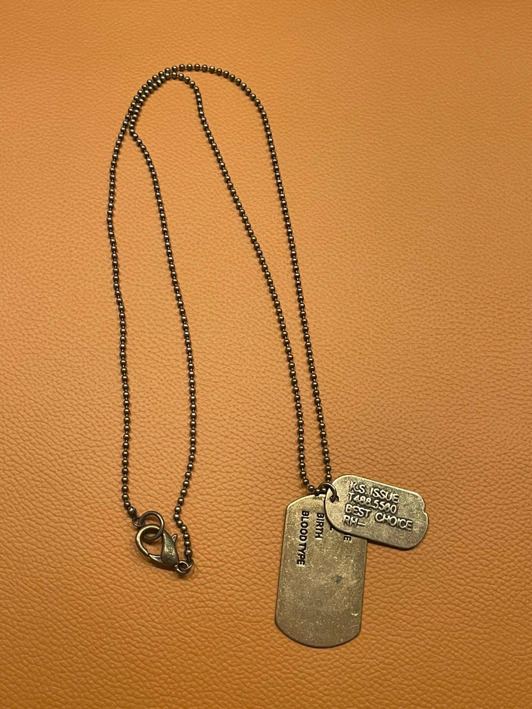 Vintage style military tag necklace
