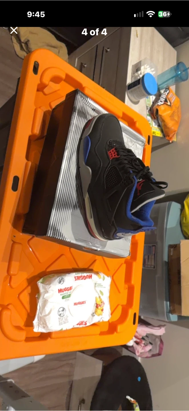 Air Jordan 4 Retro Black/Fire Red-Deep Royal Blue