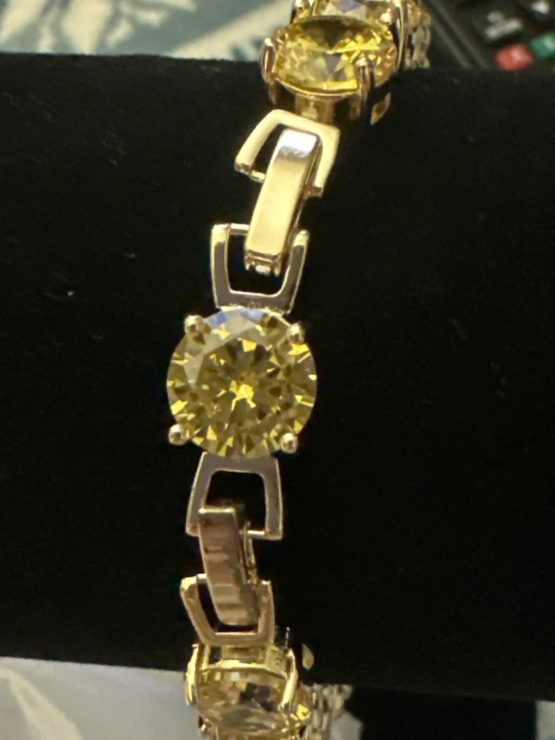 14k gold laminated Tennis Bracelet with Yellow Crystals - photo 3