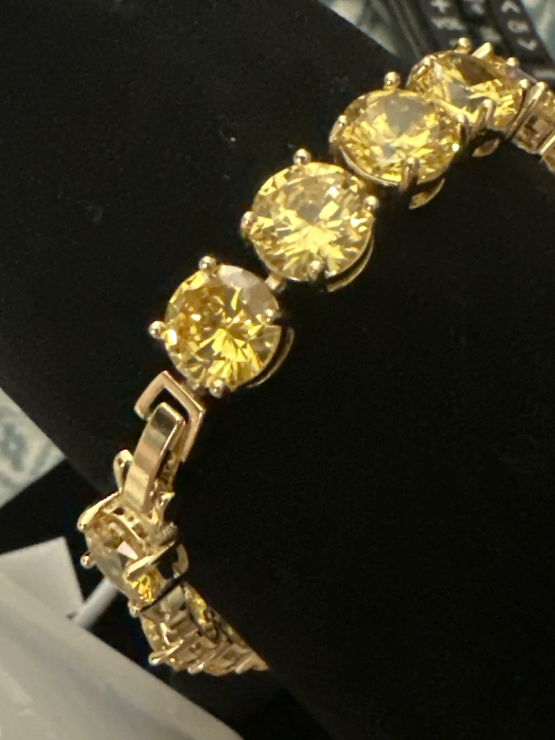 14k gold laminated Tennis Bracelet with Yellow Crystals