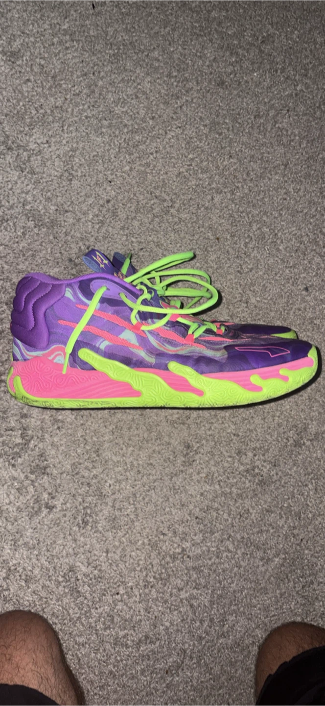 Puma MB.02 Basketball Shoes - Purple/Neon, US 12 - photo 3