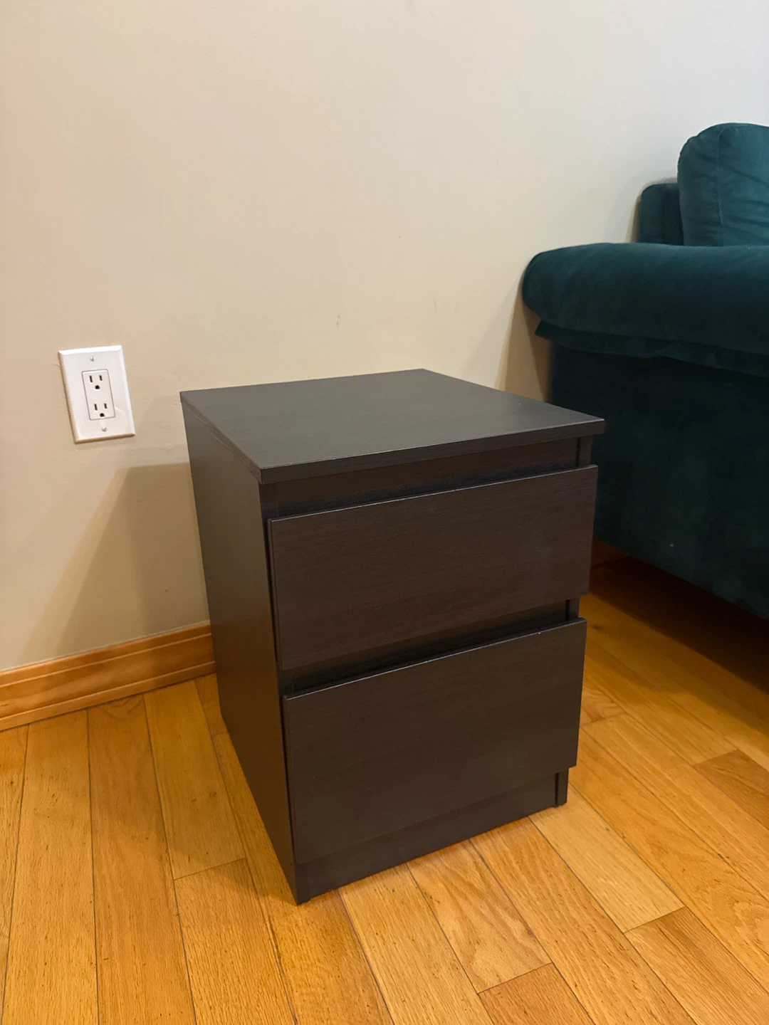 Dark Brown Two-Drawer Nightstand