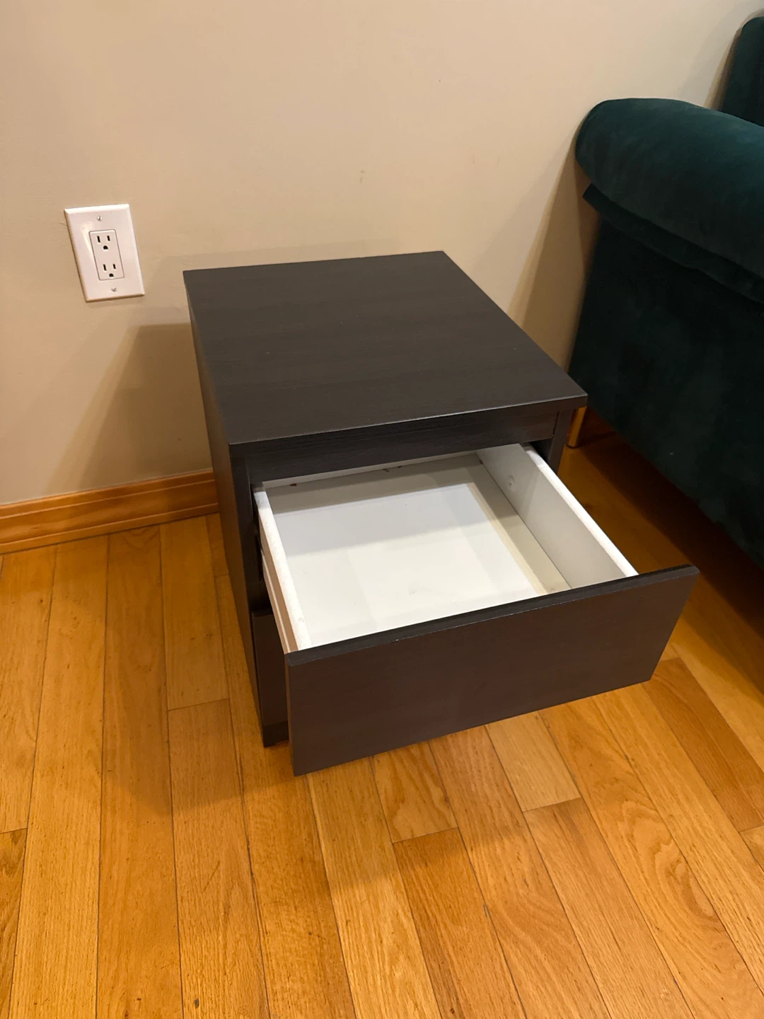 Dark Brown Two-Drawer Nightstand - photo 2